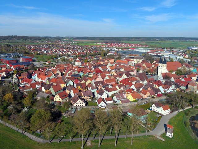 Luftaufnahme der Herrieder Altstadt